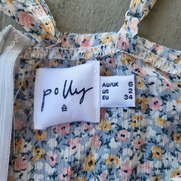 Princess Polly Blue Floral Romper Shorts Wrap Tie Waist Pastel 2US - Picture 5 of 5